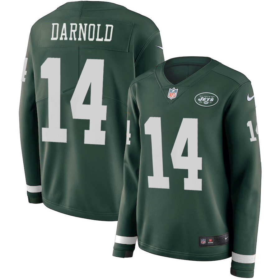 Men New York Jets #14 Darnold green Limited NFL Nike Therma Long Sleeve Jersey